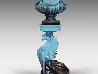 Clément massier (1844/45-1917), a turquoise-glazed ceramic jardinière and a chimera stand 120 cm. (47.24 in.) - afbeelding 7 van  13