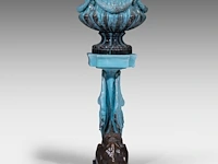 Clément massier (1844/45-1917), a turquoise-glazed ceramic jardinière and a chimera stand 120 cm. (47.24 in.) - afbeelding 8 van  13