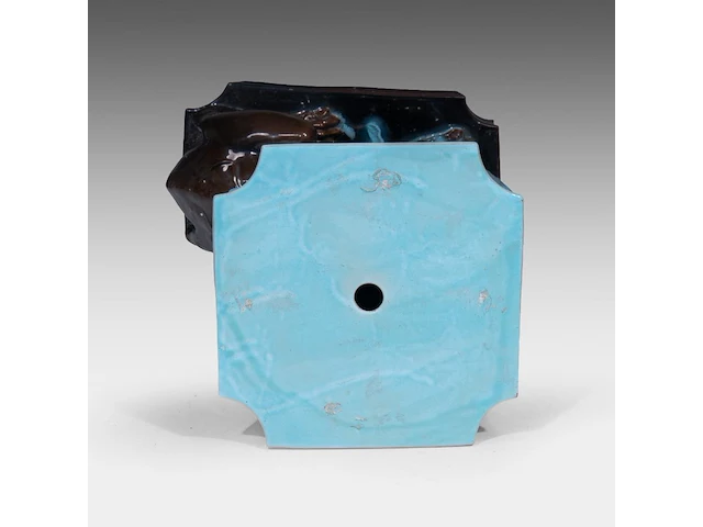 Clément massier (1844/45-1917), a turquoise-glazed ceramic jardinière and a chimera stand 120 cm. (47.24 in.) - afbeelding 13 van  13