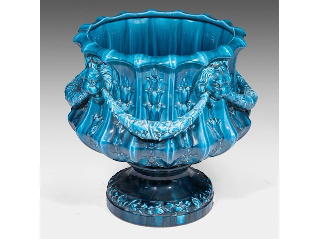 Clément massier (1844/45-1917), a turquoise glazed ceramic jardinière on a chimera stand 127 cm. (50 in.) - afbeelding 3 van  13