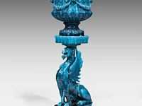 Clément massier (1844/45-1917), a turquoise glazed ceramic jardinière on a chimera stand 127 cm. (50 in.)
