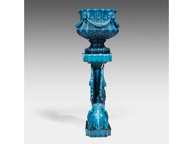 Clément massier (1844/45-1917), a turquoise glazed ceramic jardinière on a chimera stand 127 cm. (50 in.) - afbeelding 8 van  13