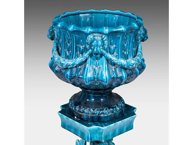 Clément massier (1844/45-1917), a turquoise glazed ceramic jardinière on a chimera stand 127 cm. (50 in.) - afbeelding 11 van  13