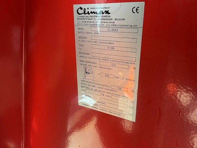Climax h10m hand hydraulische schaar hooghef palletwagen - afbeelding 3 van  3