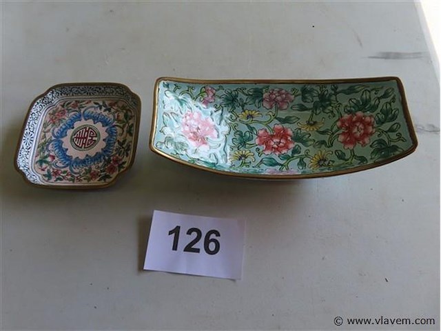 Cloisonné schaaltjes 2 stuks - afbeelding 1 van  4