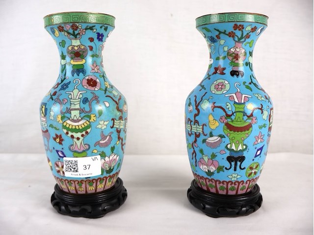 Cloisonne vaas (x2) - afbeelding 1 van  6