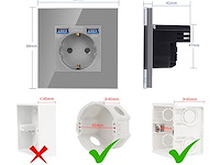 Cnbingo glazen schuko-contactdoos met usb-poorten (4 stuks) - afbeelding 2 van  4