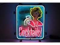 Cocktails - happy hour - neon verlichting - afbeelding 1 van  3