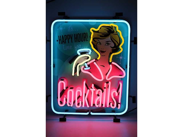 Cocktails - happy hour - neon verlichting - afbeelding 2 van  3