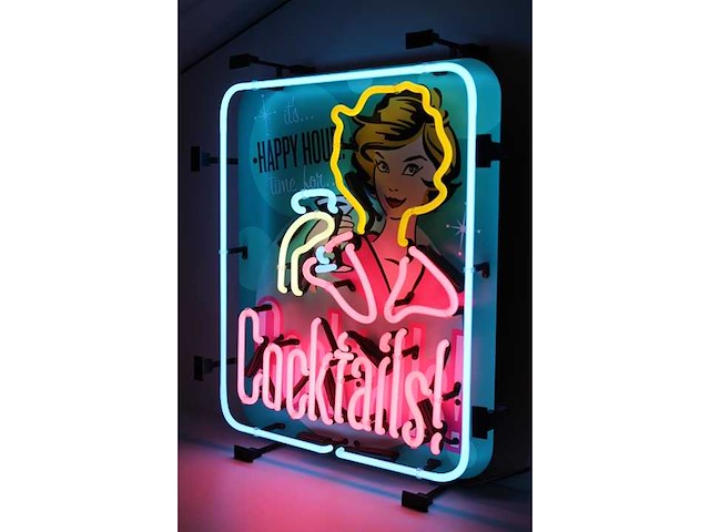 Cocktails - happy hour - neon verlichting - afbeelding 3 van  3