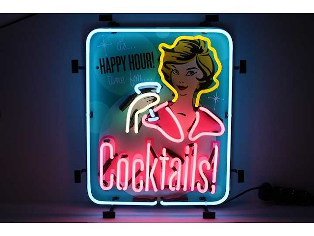 Cocktails - happy hour - neon verlichting - afbeelding 1 van  3