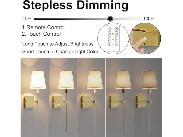 Coinmit draadloze wandlamp (2 stuks) goud - afbeelding 4 van  6