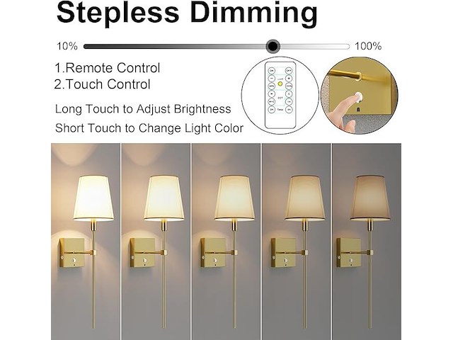 Coinmit draadloze wandlamp (2 stuks) goud - afbeelding 4 van  6