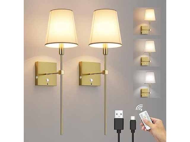 Coinmit draadloze wandlamp (2 stuks) goud - afbeelding 1 van  6