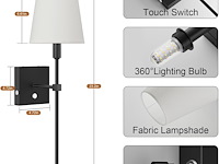 Coinmit draadloze wandlamp (2 stuks) zwart - afbeelding 2 van  6