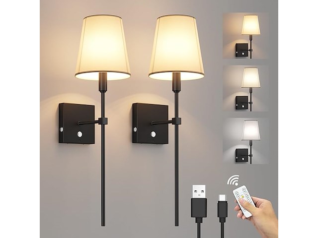 Coinmit draadloze wandlamp (2 stuks) zwart - afbeelding 1 van  6