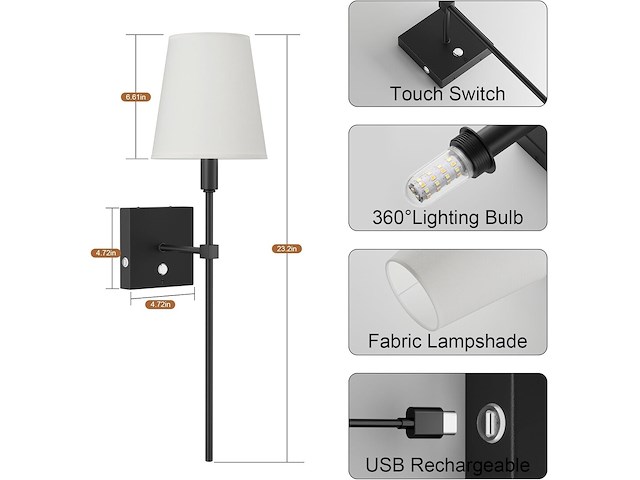 Coinmit draadloze wandlamp (2 stuks) zwart - afbeelding 2 van  6