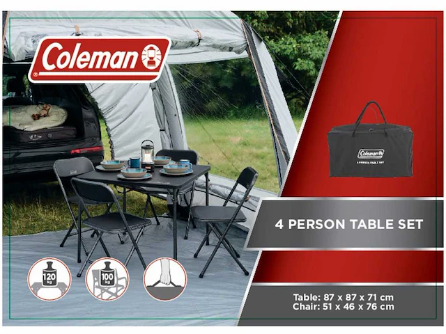 Coleman 4-persoons tafelset incl. tas & stoelen - afbeelding 5 van  7