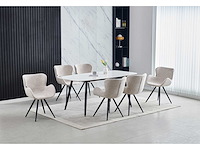 Colenis - anabella eetkamerstoel - set van 4 - beige - chenille stof - industrieel - met armleuning - afbeelding 7 van  7