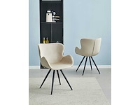 Colenis - anabella eetkamerstoel - set van 4 - beige - velvet - industrieel - met armleuning - afbeelding 6 van  7