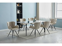Colenis - anabella eetkamerstoel - set van 4 - beige - velvet - industrieel - met armleuning - afbeelding 7 van  7