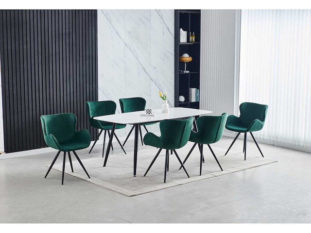 Colenis - anabella eetkamerstoel - set van 4 - groen - velvet - industrieel - met armleuning - afbeelding 7 van  7