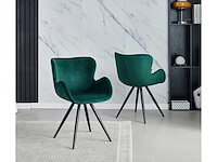 Colenis - anabella eetkamerstoel - set van 4 - groen - velvet - industrieel - met armleuning - afbeelding 6 van  7