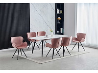 Colenis - anabella eetkamerstoel - set van 4 - roze - velvet - industrieel - met armleuning - afbeelding 6 van  6