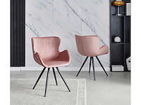 Colenis - anabella eetkamerstoel - set van 4 - roze - velvet - industrieel - met armleuning - afbeelding 5 van  6