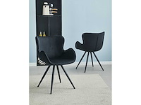 Colenis - anabella eetkamerstoel - set van 4 - zwart - fluweel - velvet - industrieel - met armleuning - afbeelding 6 van  7