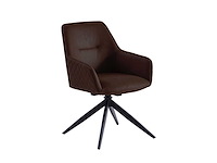 Colenis - barbara eetkamerstoel - set van 4 - bruin - microfiber - microvezel - industrieel - draaibaar - 180° - met return memory functie