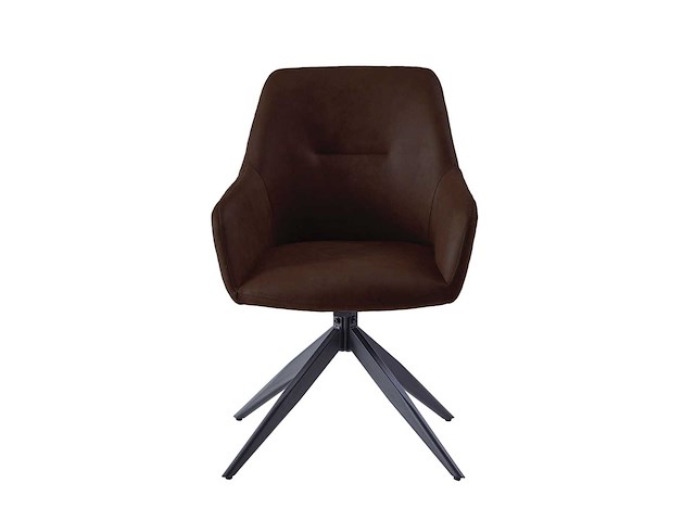 Colenis - barbara eetkamerstoel - set van 6 - bruin - microfiber - microvezel - industrieel - draaibaar - 180° - met return memory functie - afbeelding 2 van  5