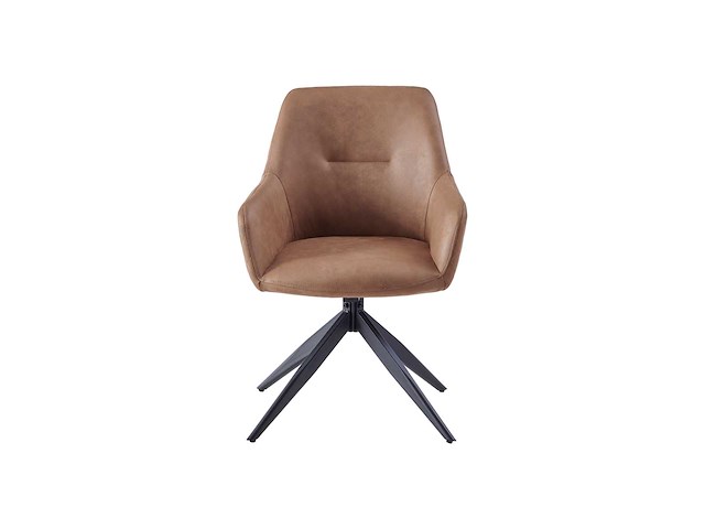 Colenis - barbara eetkamerstoel - set van 6 - cognac - microfiber - microvezel - industrieel - draaibaar - 180° - met return memory functie - afbeelding 2 van  3