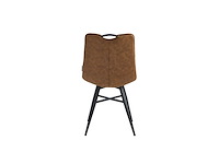 Colenis - bloq eetkamerstoel - set van 4 - cognac - microfiber stof - industrieel - comfortabele stoel voor eetkamer of keuken - afbeelding 4 van  4