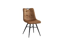 Colenis - bloq eetkamerstoel - set van 6 - cognac - microfiber stof - industrieel - comfortabele stoel voor eetkamer of keuken - afbeelding 1 van  4