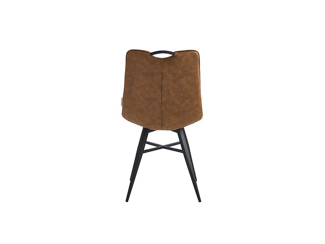 Colenis - bloq eetkamerstoel - set van 6 - cognac - microfiber stof - industrieel - comfortabele stoel voor eetkamer of keuken - afbeelding 4 van  4