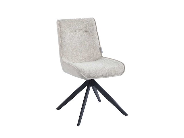 Colenis - brutus eetkamerstoel - set van 6 - beige - chenille stof - zwarte poten - stoel - afbeelding 1 van  4