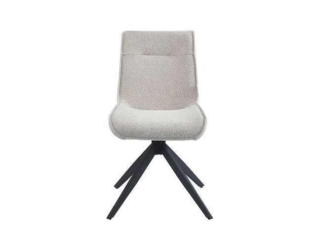 Colenis - brutus eetkamerstoel - set van 6 - beige - chenille stof - zwarte poten - stoel - afbeelding 3 van  4