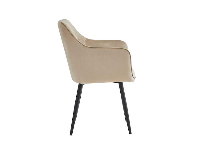 Colenis - city eetkamerstoel - set van 4 - beige - velvet - industrieel - stoel - design - armleuningen - afbeelding 2 van  4