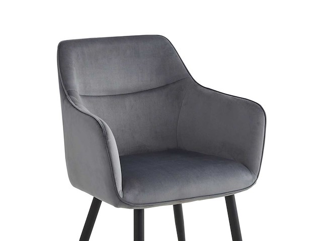 Colenis - city eetkamerstoel - set van 4 - grijs - velvet - industrieel - stoel - design - armleuningen - afbeelding 5 van  5