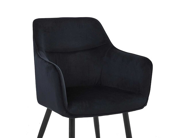 Colenis - city eetkamerstoel - set van 4 - zwart - fluweel - velvet - industrieel - stoel - design - armleuningen - afbeelding 5 van  5