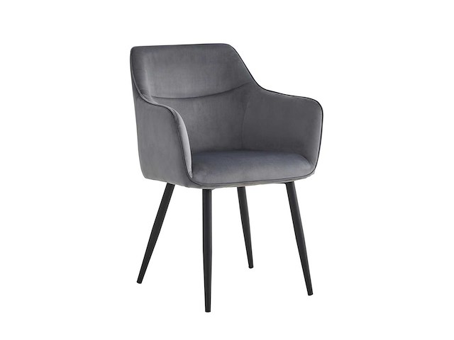Colenis - city eetkamerstoel - set van 6 - grijs - velvet - industrieel - stoel - design - armleuningen - afbeelding 1 van  5