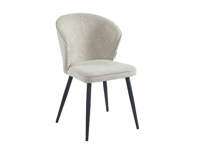 Colenis - curve eetkamerstoel - set van 4 - beige - boucle stof - zwarte poten - afbeelding 2 van  4