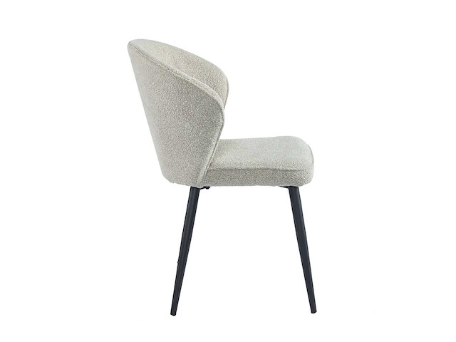 Colenis - curve eetkamerstoel - set van 4 - beige - boucle stof - zwarte poten - afbeelding 3 van  4