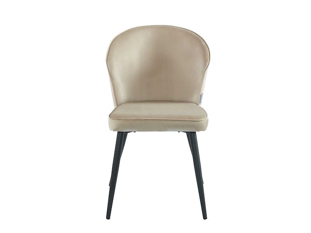 Colenis - curve eetkamerstoel - set van 4 - beige - velvet - zwarte poten - afbeelding 1 van  4