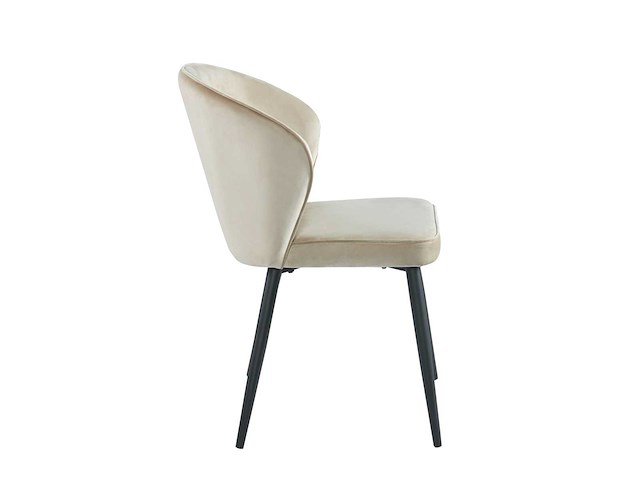 Colenis - curve eetkamerstoel - set van 4 - beige - velvet - zwarte poten - afbeelding 3 van  4