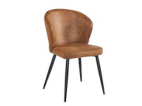 Colenis - curve eetkamerstoel - set van 4 - cognac - microfiber - zwarte poten