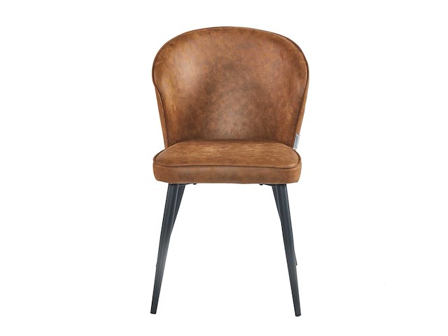 Colenis - curve eetkamerstoel - set van 4 - cognac - microfiber - zwarte poten - afbeelding 2 van  3