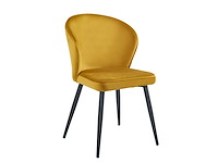Colenis - curve eetkamerstoel - set van 4 - okergeel - velvet - zwarte poten - afbeelding 1 van  4