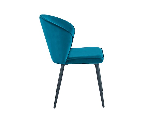 Colenis - curve eetkamerstoel - set van 4 - petrol - velvet - zwarte poten - afbeelding 2 van  2